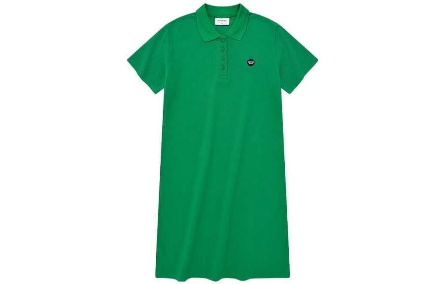 COVERNAT Dresses Women's Green Polo Collar Short Shift Dress