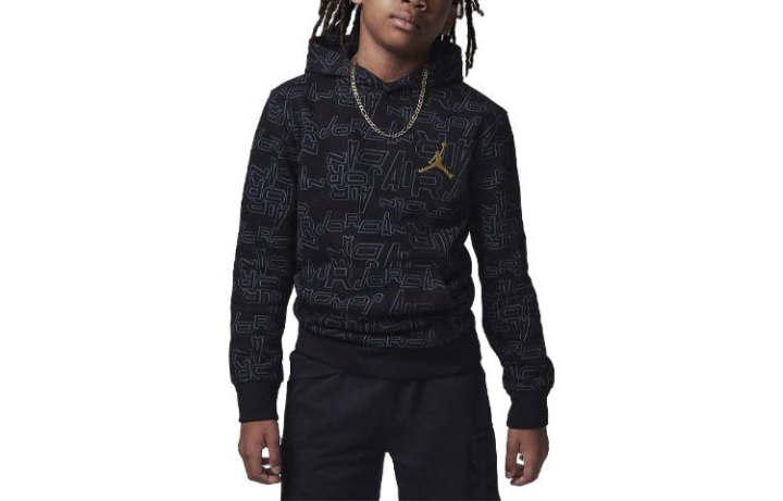 Jordan Jordan Take Flight Black And Gold Printed Pullover Sweatshirt Kids' Black