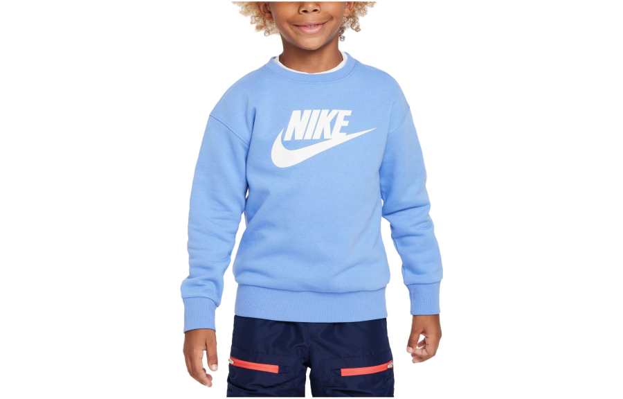 Nike Nike Sweatshirt Kids' Apparel CLUB Letter Crew Neck Fleece Lined Casual Sports Polar Blue Kids'