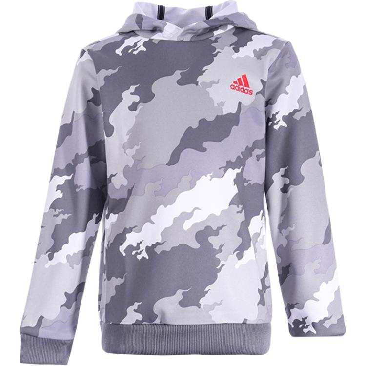 Adidas Adidas Sweatshirt Fleece Lined Hooded Fashion Pullover Versatile Gray Teenagers