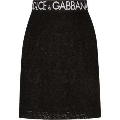 Dolce & Gabbana Branded Waistband Mini Lace Skirt