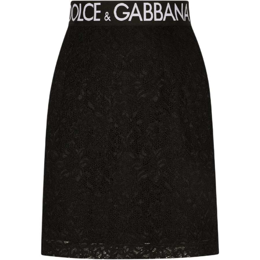 Dolce & Gabbana Branded Waistband Mini Lace Skirt