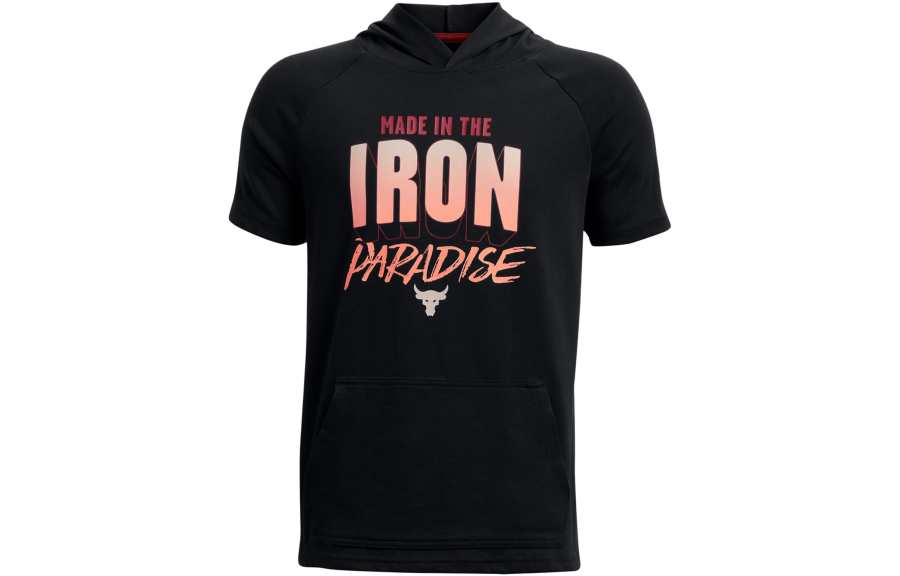Under Armour Sweatshirt Project Kids' Apparel Project Rock Heavyweight Cotton Short Sleeve Hoodie Black Kids'