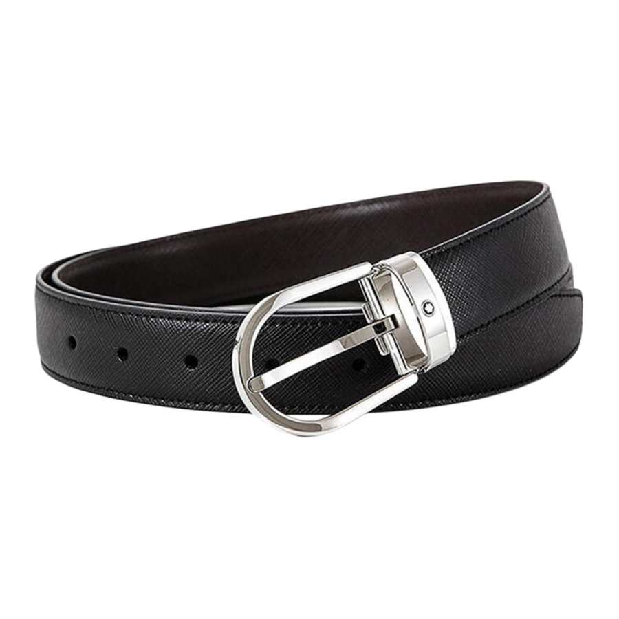 MONTBLANC MONTBLANC Leather Belts Men's Black/Brown Width 3cm