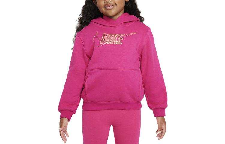 Nike Nike Sweatshirt Kids' Apparel Sportswear Club Fleece Holiday Shine Hoodie Rose Red Kids'