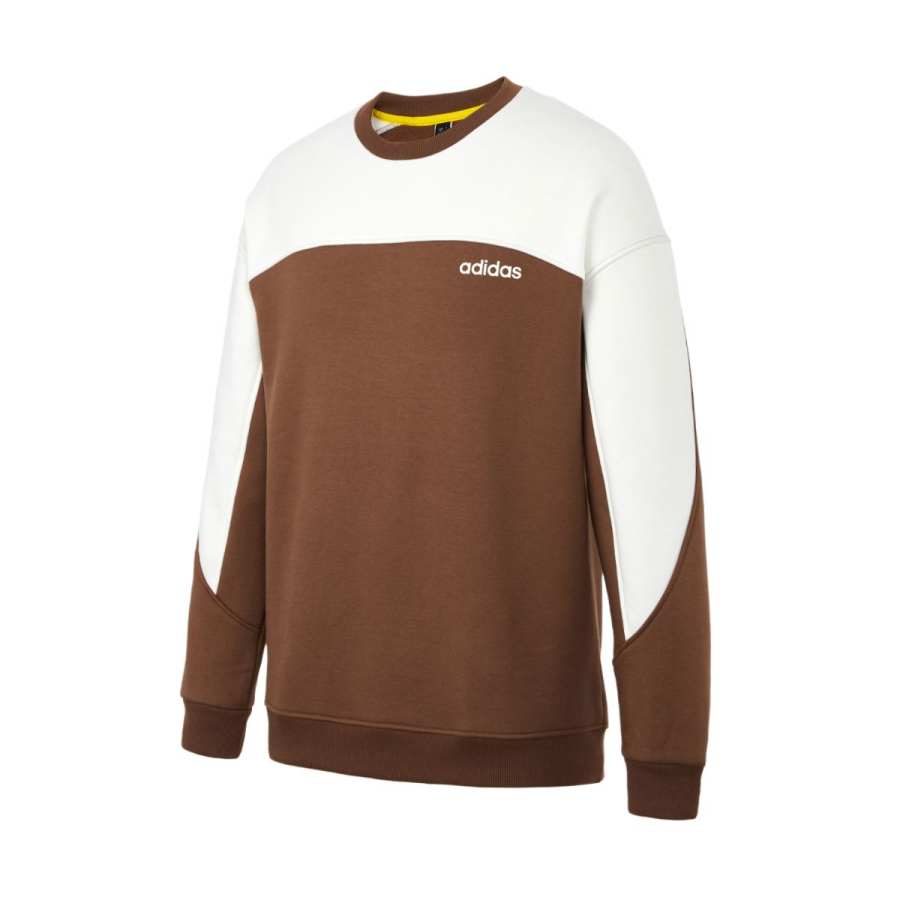 Adidas Adidas Sports Lifestyle Collection, Fleece Lined Casual Minimalist Style Pullover Long Sleeved Sweatshirt Unisex Brown