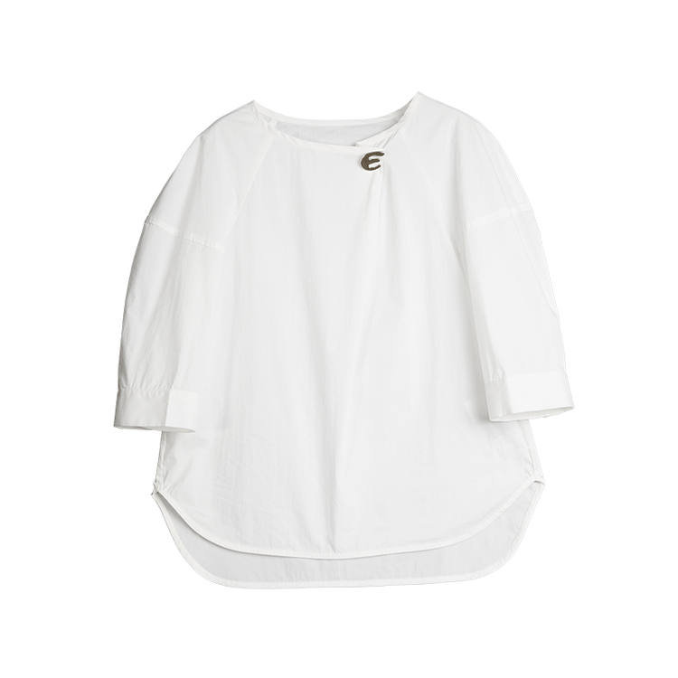 ELLE Shirts Women's White Crew Neck Moderate Shirt