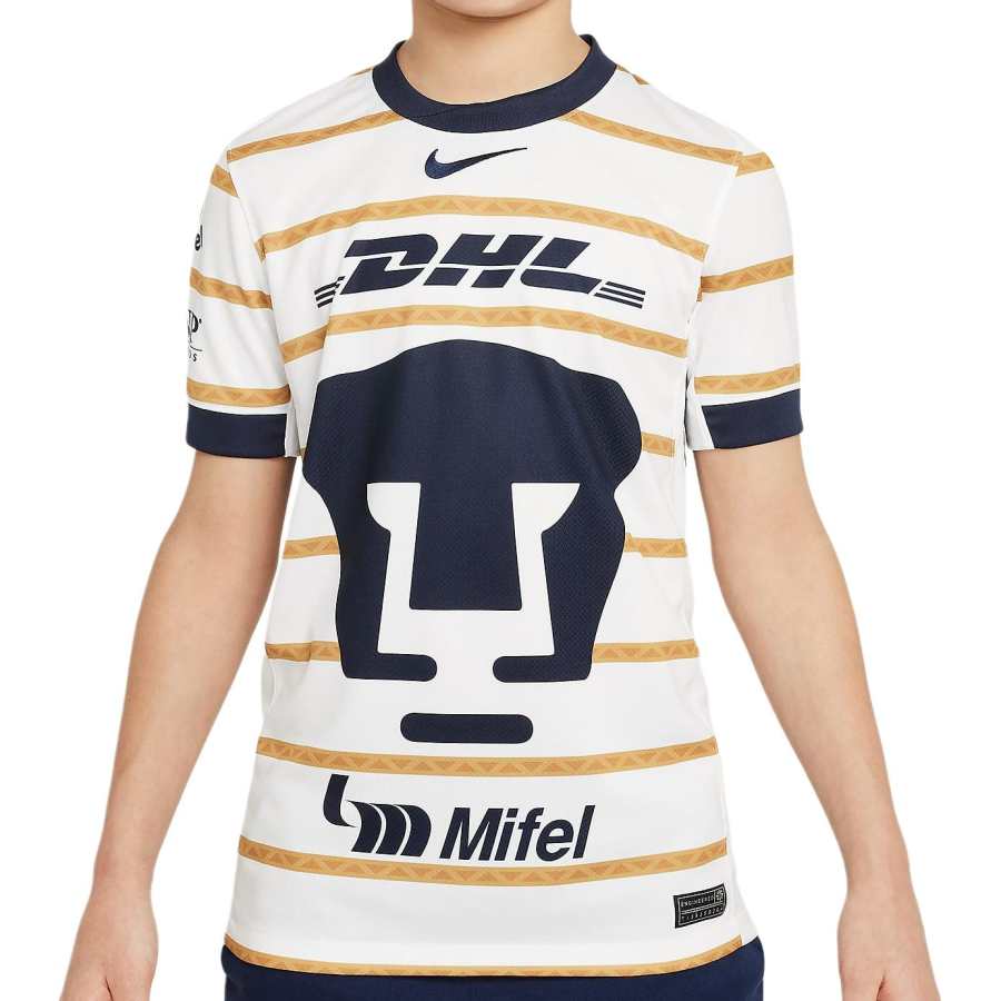 Nike Nike T Shirt Pumas UNAM 2024/25 Stadium Home Dri FIT Soccer Replica White/Obsidian Black/Obsidian Black Teenagers