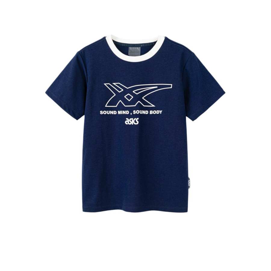 Asics T Shirt Navy Blue Teenagers