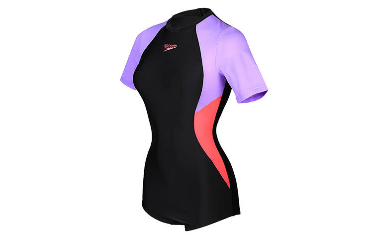 Speedo One Piece Swimsuits Women's Black/Purple Square Leg One Piece Swimsuit