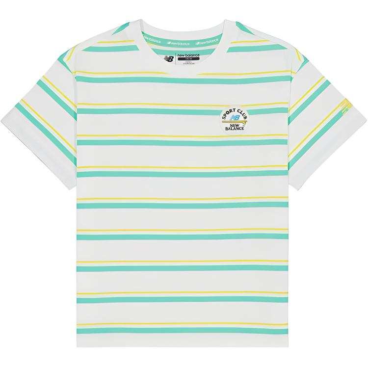 New Balance New Balance T Shirt Yellow Green Stripes Kids'