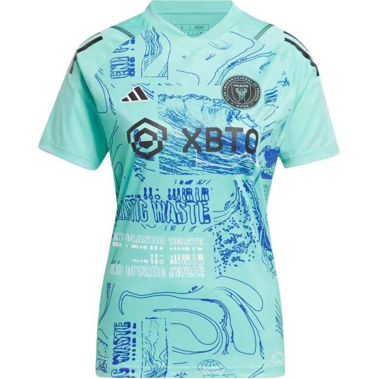 Adidas Adidas Miami International Soccer Jerseys Women's Turquoise Crew Neck Moderate