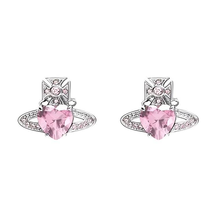 Vivienne Westwood Stud Earrings Women's Pink Diamond/Silver