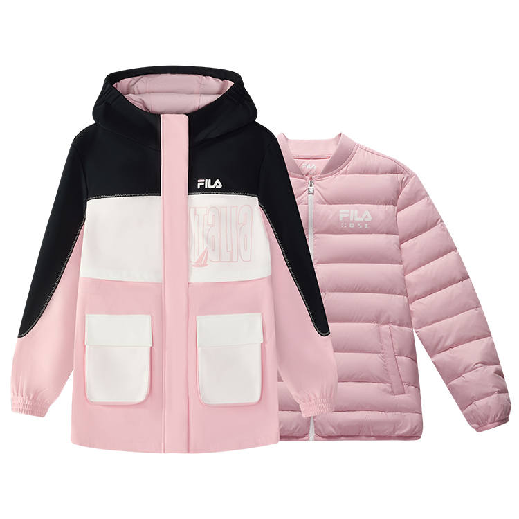 FILA KIDS Letter Fitted Moderate Regular Edition Duck Down Feile Down Jacket Teenagers Legend Blue