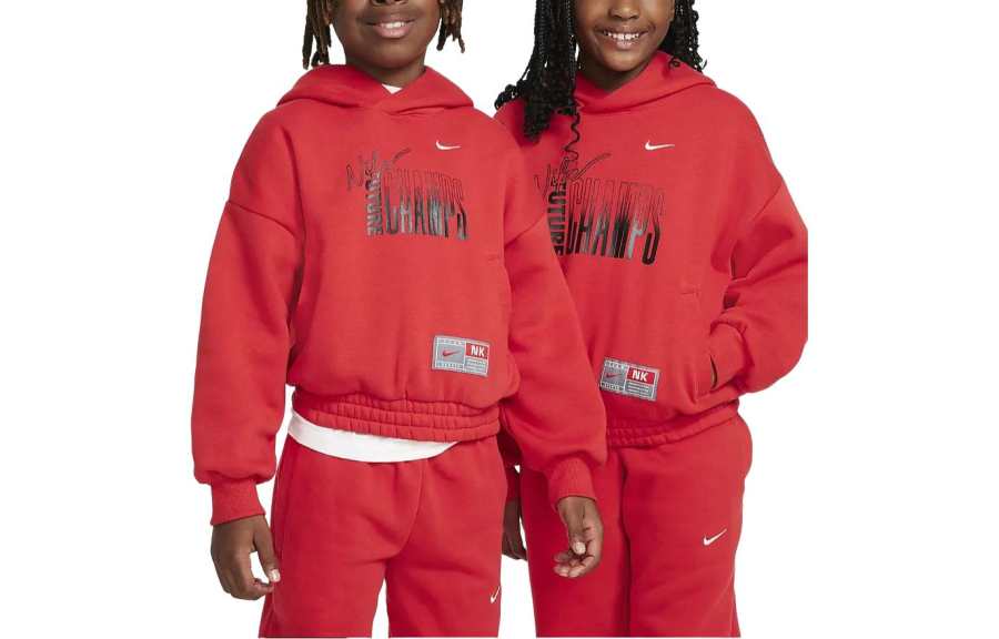 Nike Nike Sweatshirt Culture Of Basketball Letter Print Fleece Lined Hooded Casual Long Sleeved Red Kids'