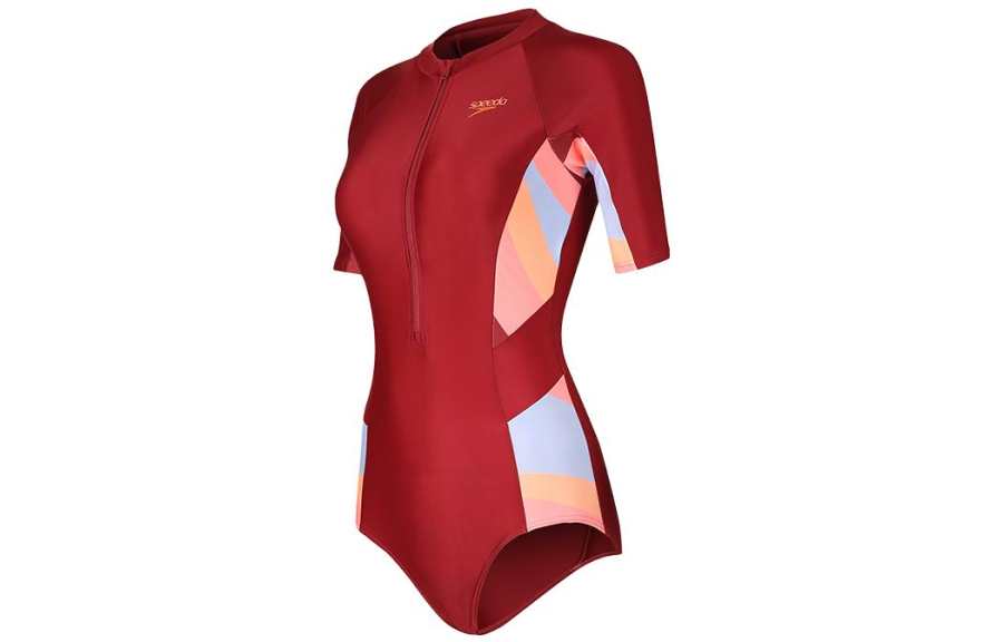 Speedo One Piece Swimsuits Women's Dark Red/Coral Orange Triangle One Piece Swimsuit