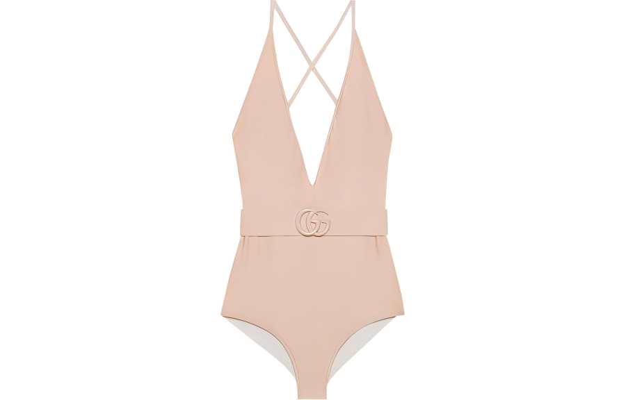 GUCCI Sparking Jersey Double G Swimsuit Ivory