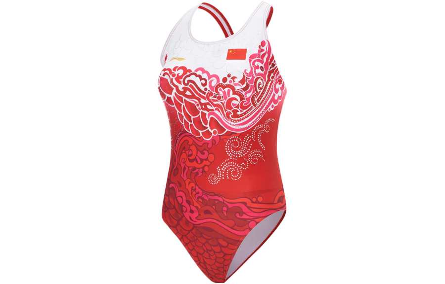 Li-Ning Li Ning Table Tennis Collection One piece Swimsuit Women's Bull Red