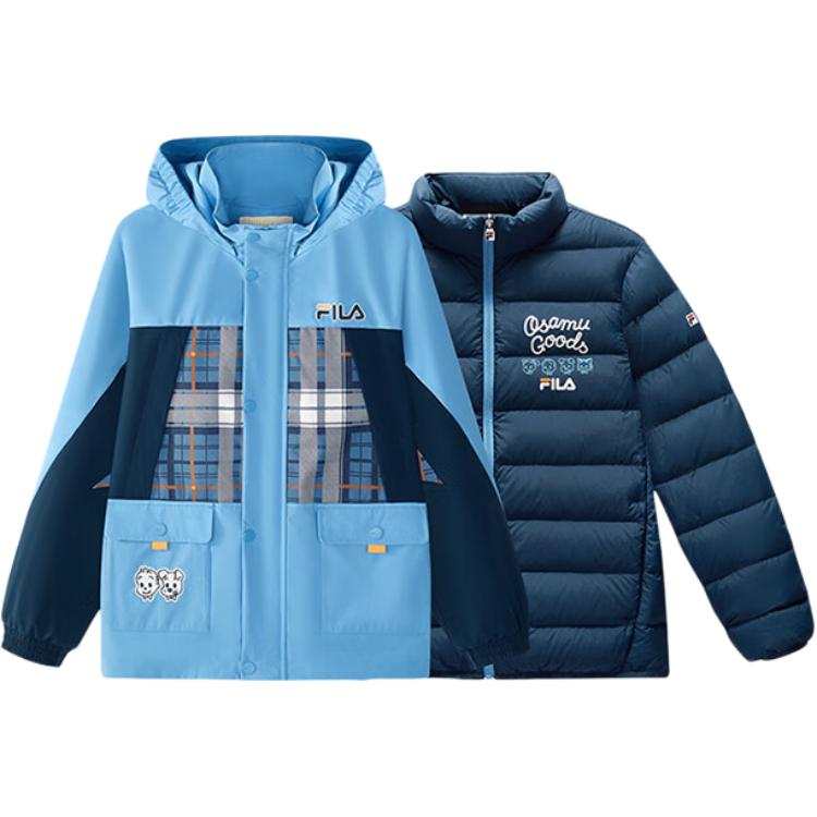 FILA KIDS Down Jacket 2 Piece Set Indigo Aqua Blue Teenagers