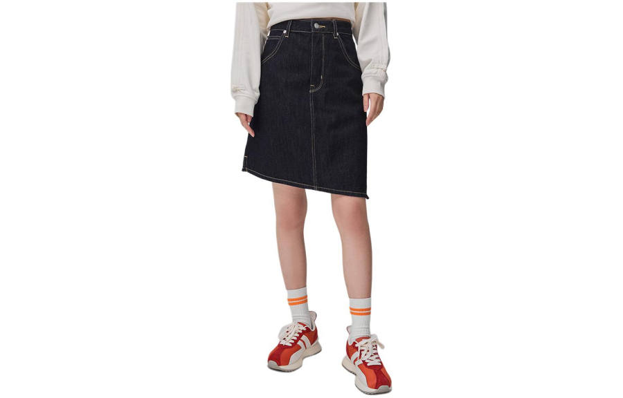 Lee Denim Short Skirts Women's Dark Blue Moderate Short A Line Skirt