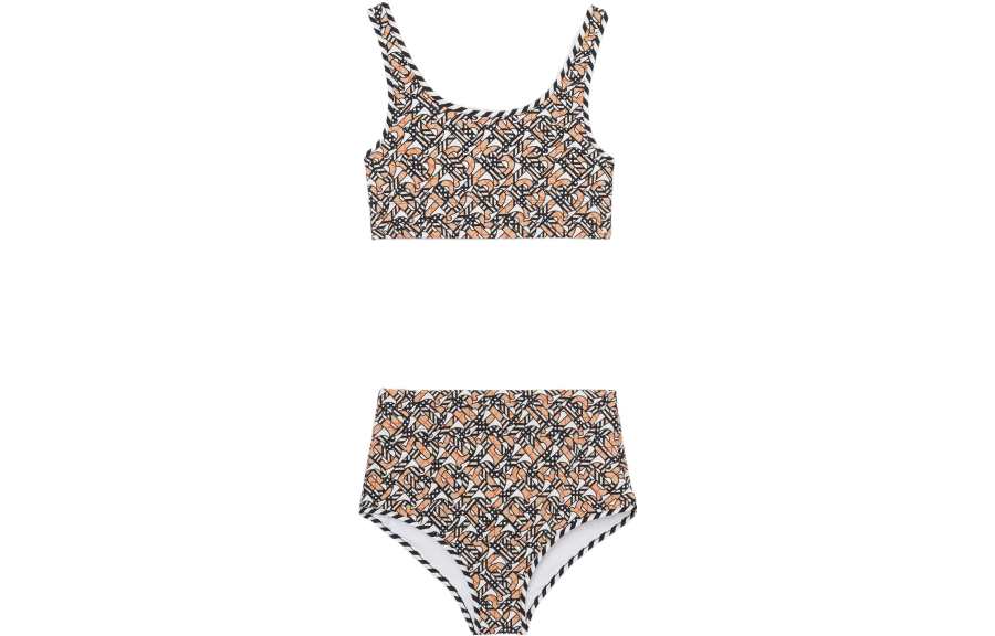 Burberry SS22 Women's Printed Full Pattern Two-piece Swimsuit White