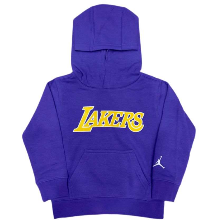 Jordan Jordan x NBA Sweatshirt Los Angeles Lakers Sports Fleece Lined Hooded Long Sleeved Purple Children Aged 3 7 Years Old