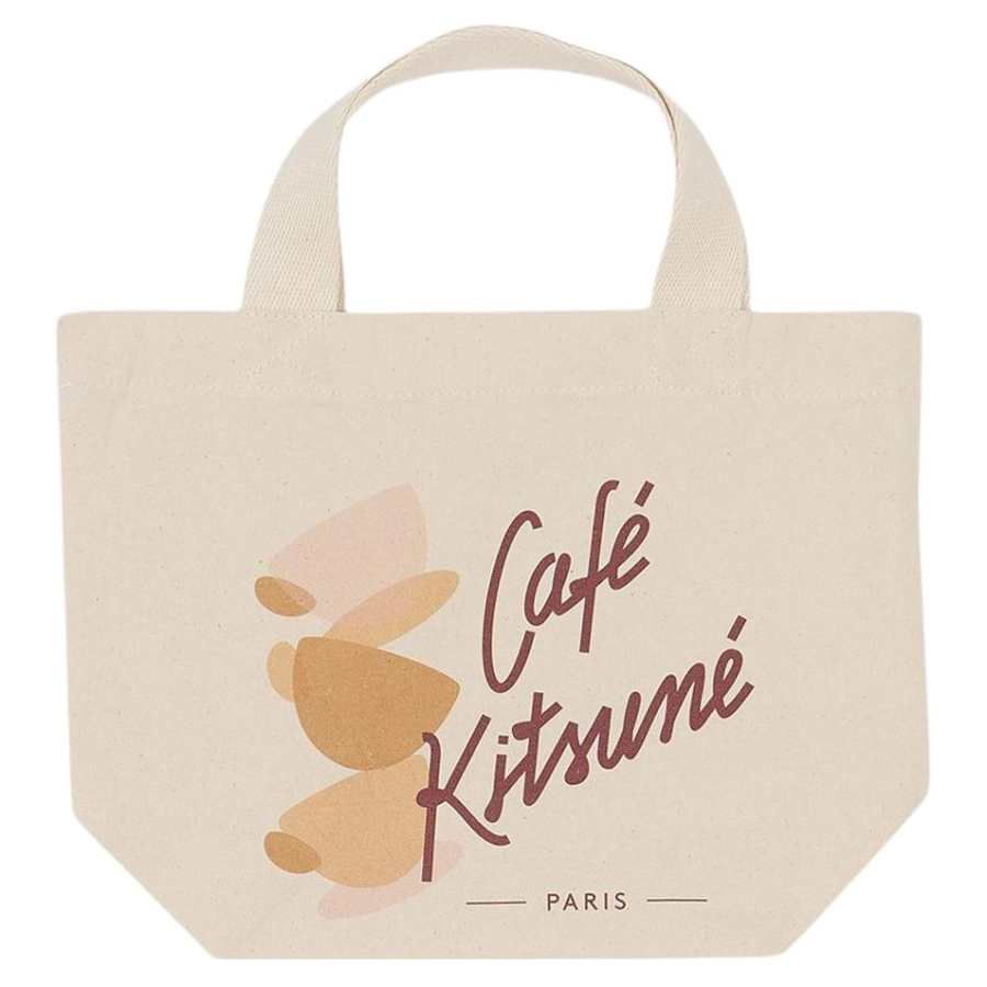 Maison Kitsune Cotton Canvas Shoulder Bag, Handbag Mini Unisex Beige