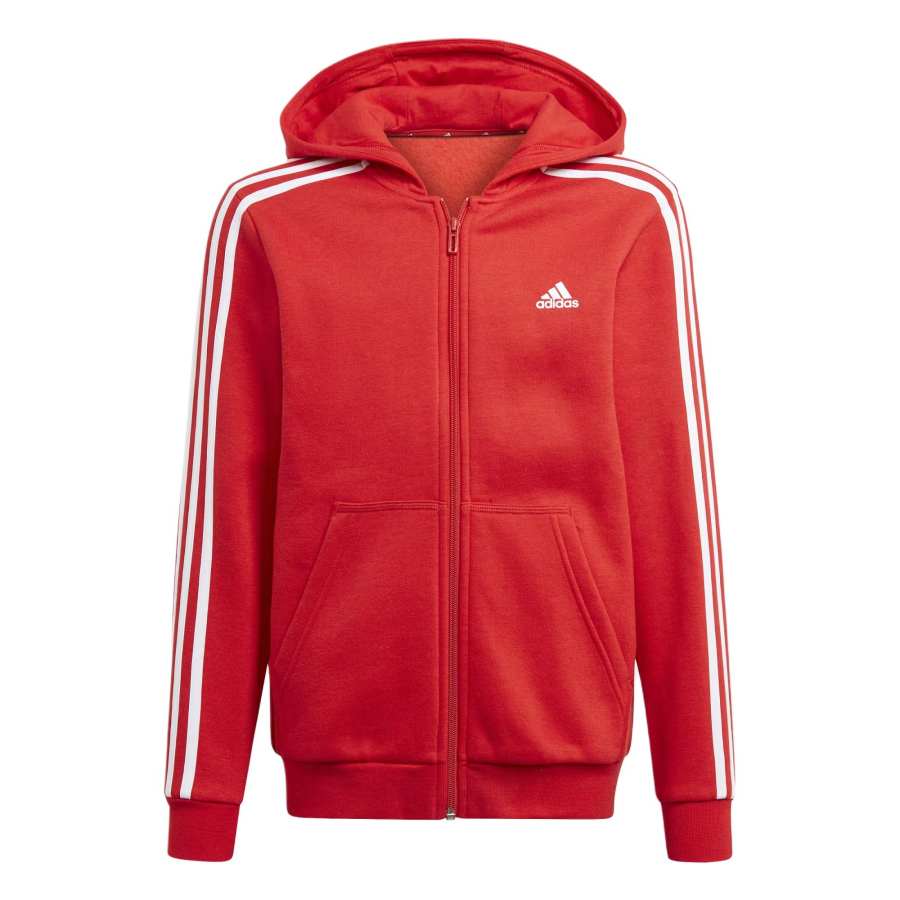 Adidas Adidas Jackets & Coats Stripes Hooded Zippers Fleece Lined Casual Long Sleeved Red Kids'