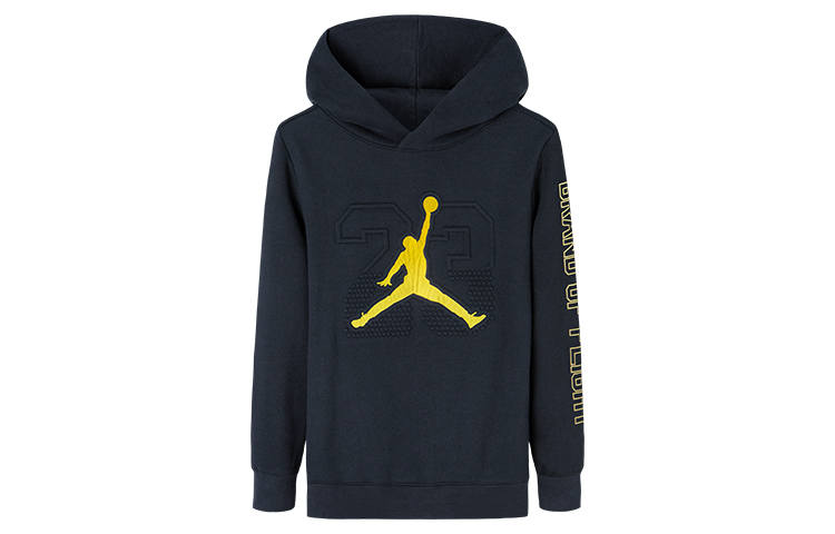Jordan Jordan Sweatshirt Jumpman Letter Fleece Lined Print Hooded Long Sleeved Thickened Black Kids'