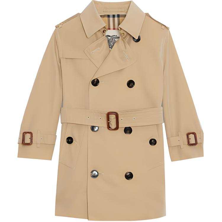 Burberry Burberry Solid Color Mid Length Coat Spring Fall Kids' Honey