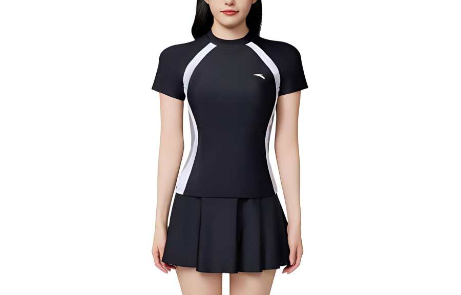 Anta Two Piece Swimsuit Women's Basic Black/Pure White/Light Gray