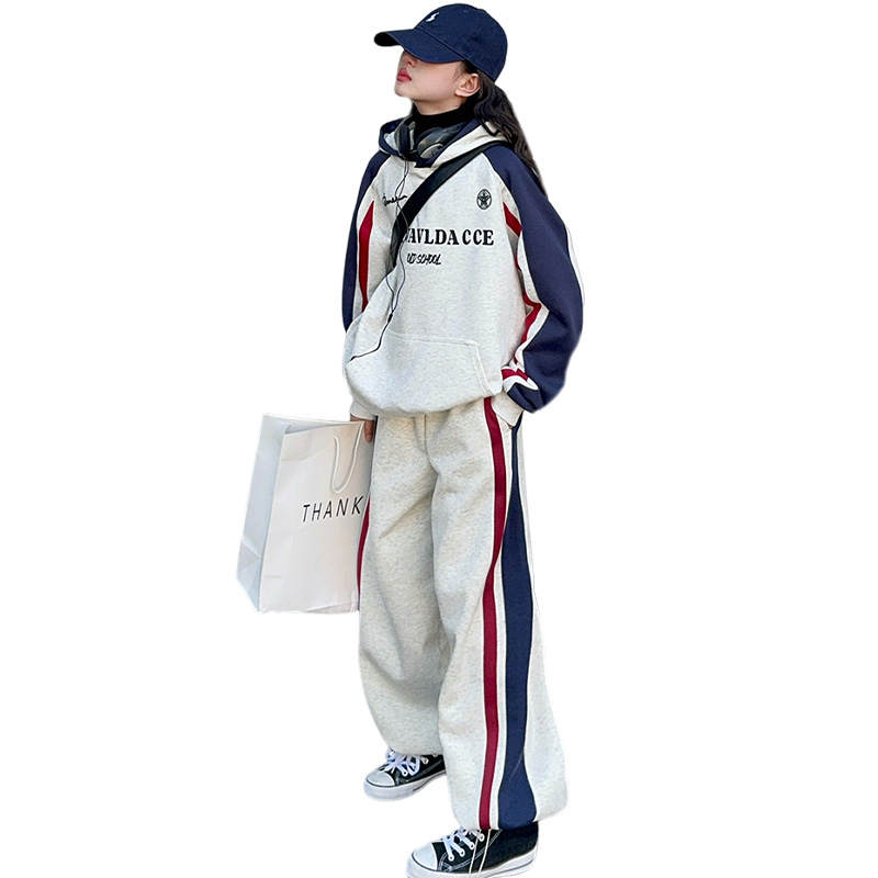 Lanza Multicolor Letter Stripes Thickened And Fleece Lined Casual Sportswear Ecru Teenagers