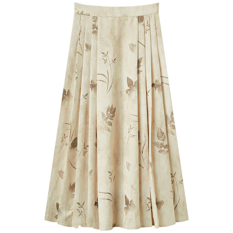 XIANGYING Casual Long Skirt Women's Khaki