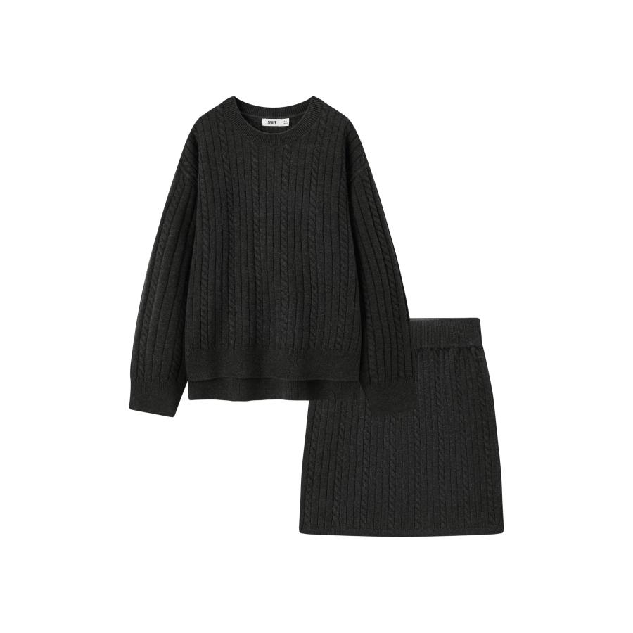 Semir Two Piece Skirt Sets Women's Crew Neck Moderate Short