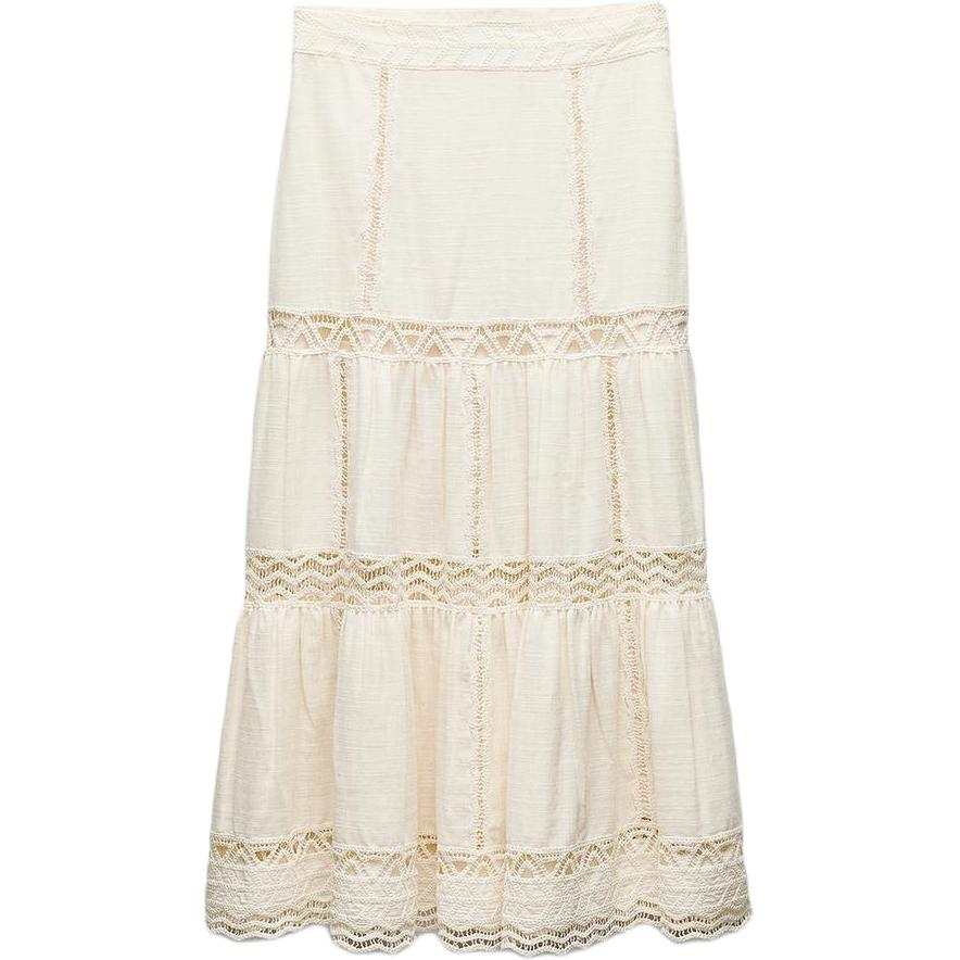 ZARA ZW Casual Long Skirt Women's White