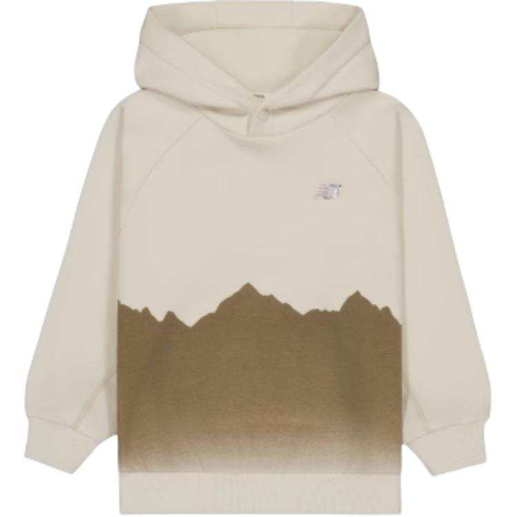 New Balance New Balance Sweatshirt Fleece Lined Hooded Fashion Versatile Pullover Ecru Kids'