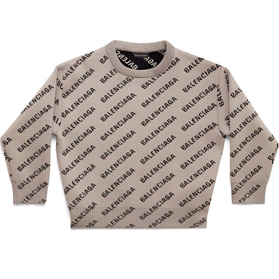 Balenciaga Sweater SS23 Regular Fit Khaki Kids'