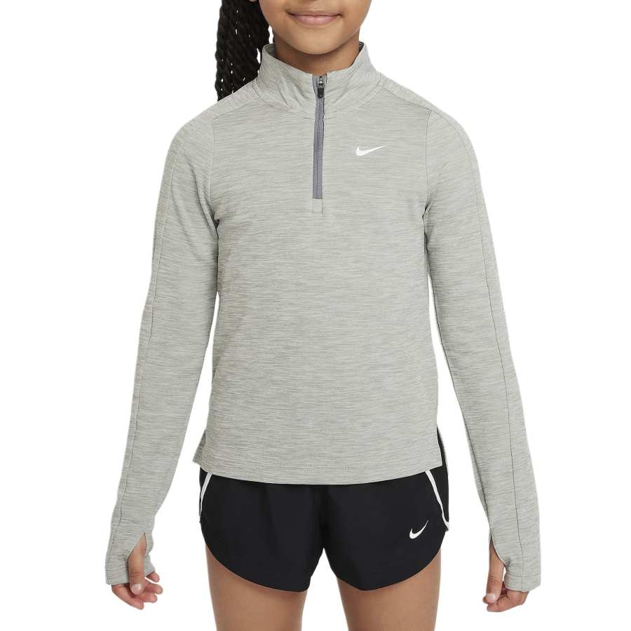 Nike Nike Sweatshirt Dri FIT Sport Older Kids' Girls' Long Sleeve 1/2 Zip Top Dark Gray/White Teenagers