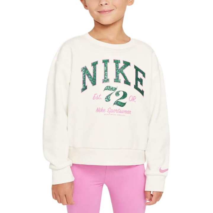 Nike Nike Sweatshirt Swoosh Spirit Crew Neck Pullover Fleece Lined Drop Shoulder Sleeve Long Sleeved Sail White