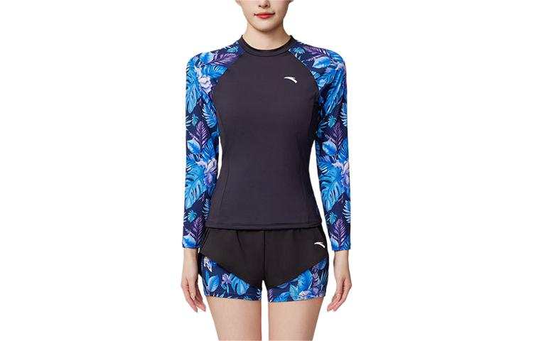Anta Two Piece Swimsuit Women's Black/Floral Blue