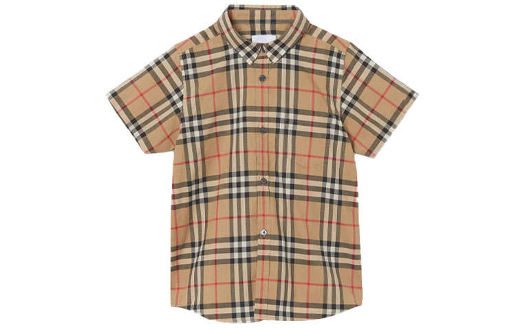 Burberry Plaid Shirt Spring Summer Autumn Kids' Khaki