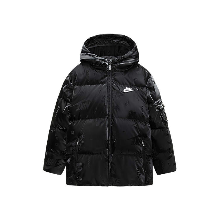 Nike Nike Thickened And Fleece Lined Comfortable Integrated Hooded Long Sleeve Down Jacket Teenagers Jet Black