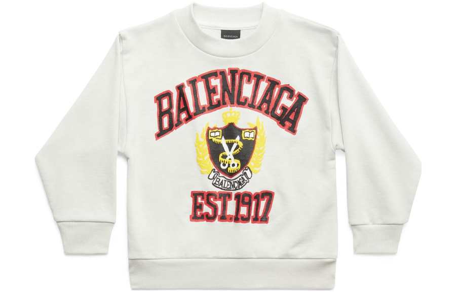 Balenciaga Sweatshirt Kids' Apparel Diy College Sweatshirt Regular Fit White Kids'