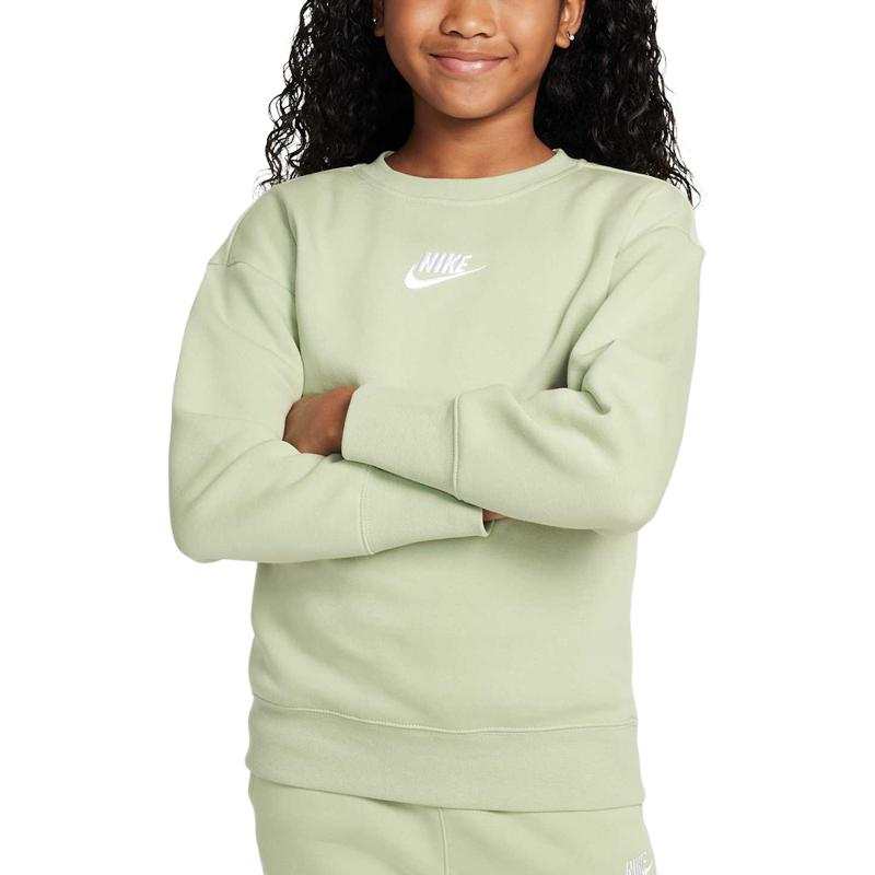 Nike Nike Sweatshirt Fashion Comfortable Versatile Crew Neck Fleece Lined Thermal Light Green Teenagers