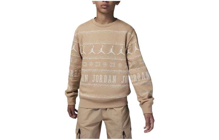 Jordan Jordan Sweatshirt Air Jordan Kids' Apparel MJ Holiday Alphanumeric Print Crew Neck Fleece Lined Casual Linen Yellow
