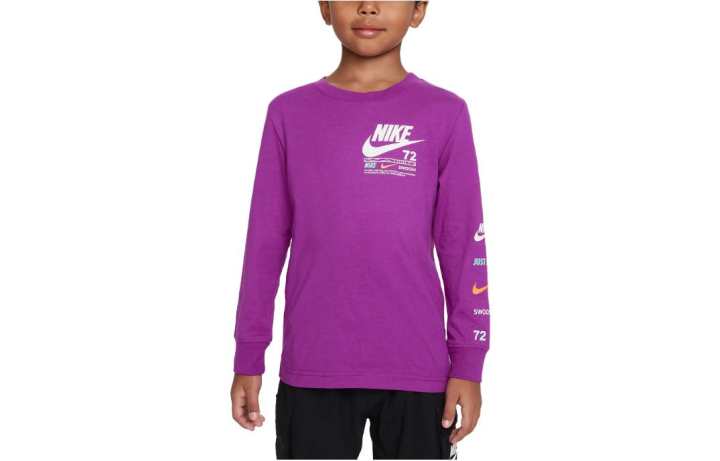 Nike Nike T Shirt Illuminate Microtype Long Sleeve Tee Purple Kids'