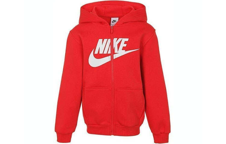 Nike Nike Sweatshirt Club Flc Hd Fz Ls Hbr Club Flc Hd Fz Ls Hbr Sweatshirt Red Kids'