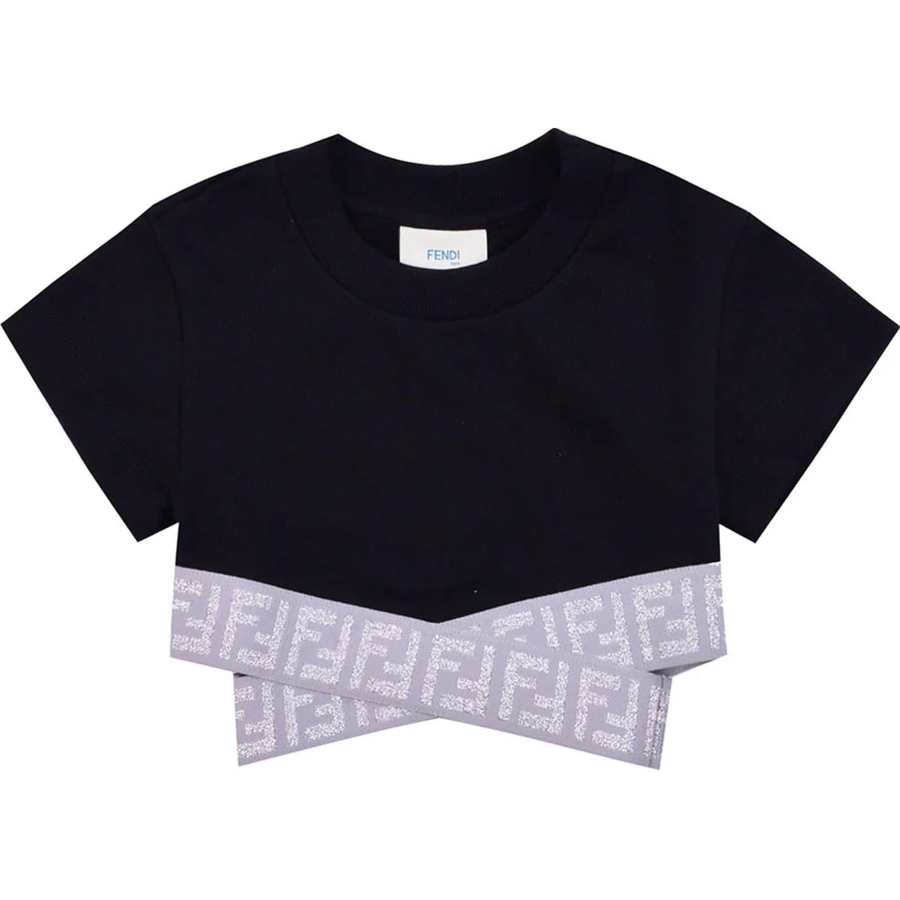 FENDI Short Sleeved T Shirts SS23 Black Kids'