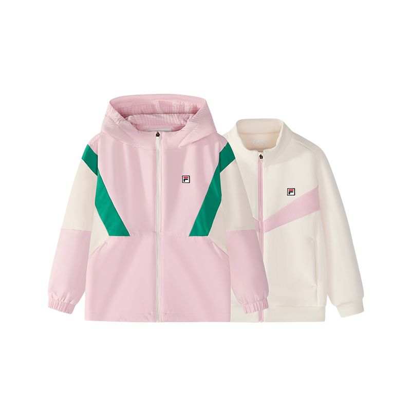 FILA KIDS Jacket PERFORMANCE Collection, Fashion Minimalist Style Fleece Lined Thermal Hooded Light Mist Pink