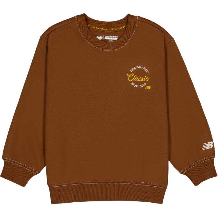 New Balance New Balance Sweatshirt Sports Club Fleece Lined Fashion Minimalist Style Versatile Pullover Brown